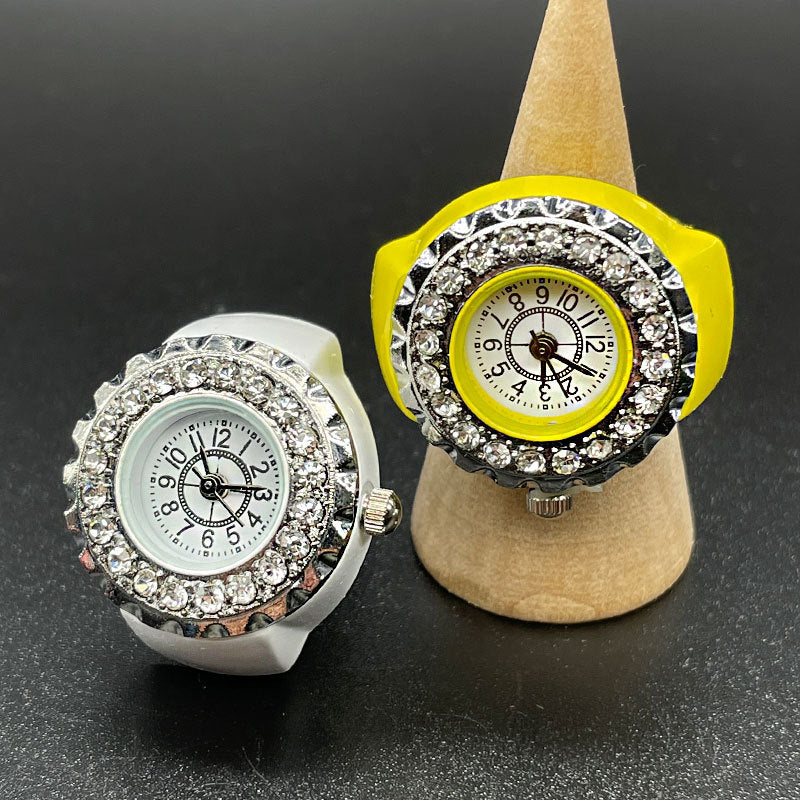 Reloj de anillo de diamantes de acero inoxidable al por mayor